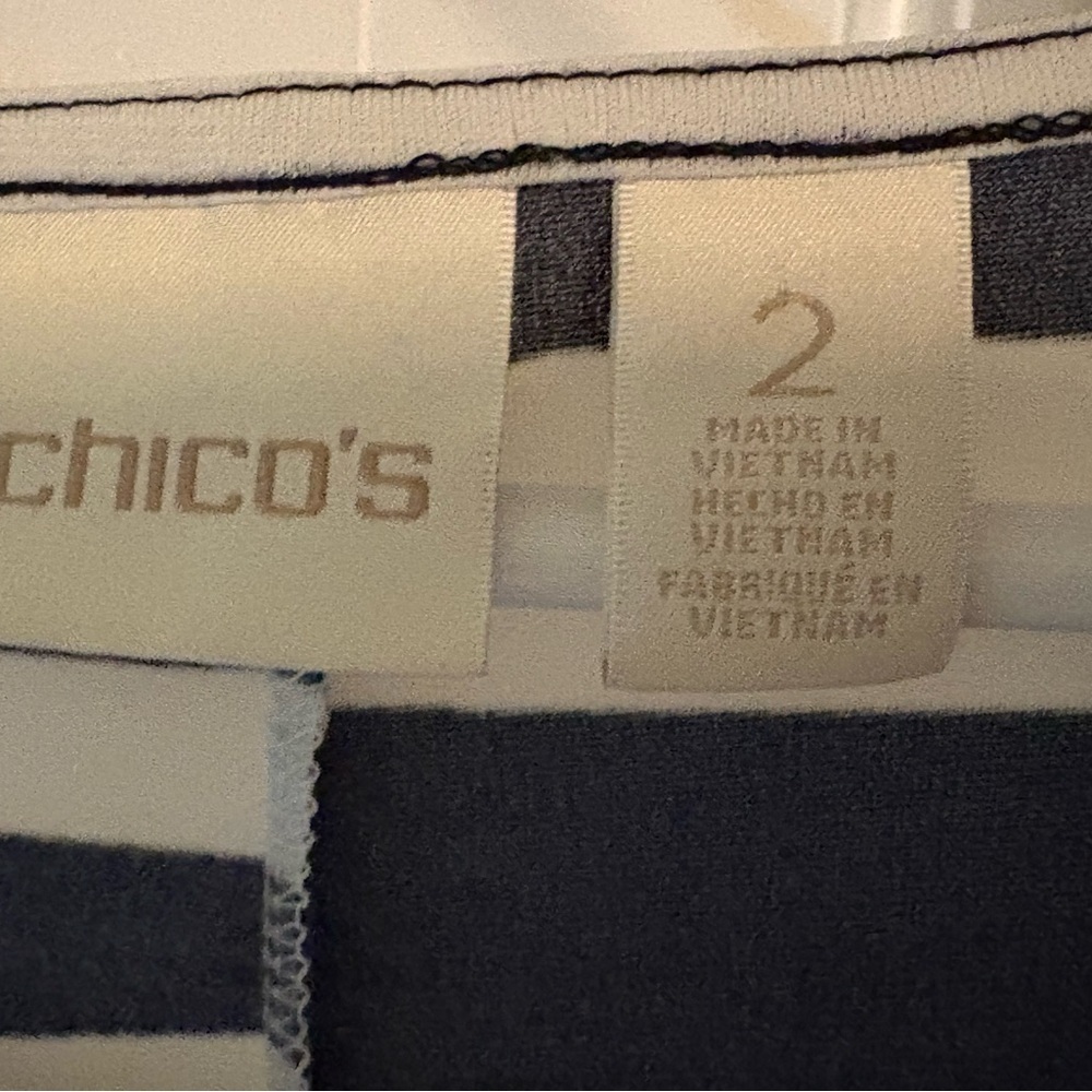 Chico's Black and White Asymmetrical Short Sleeve Tunic - Picture 2 of 7